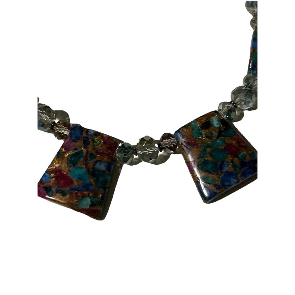 Vintage Donna Dressler Chunky Stone Necklace Silver 925 Clasp Beads - Picture 9 of 10